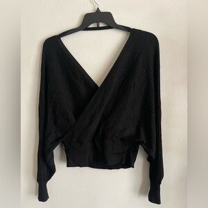 Love Tree Black Ribbed Sweater